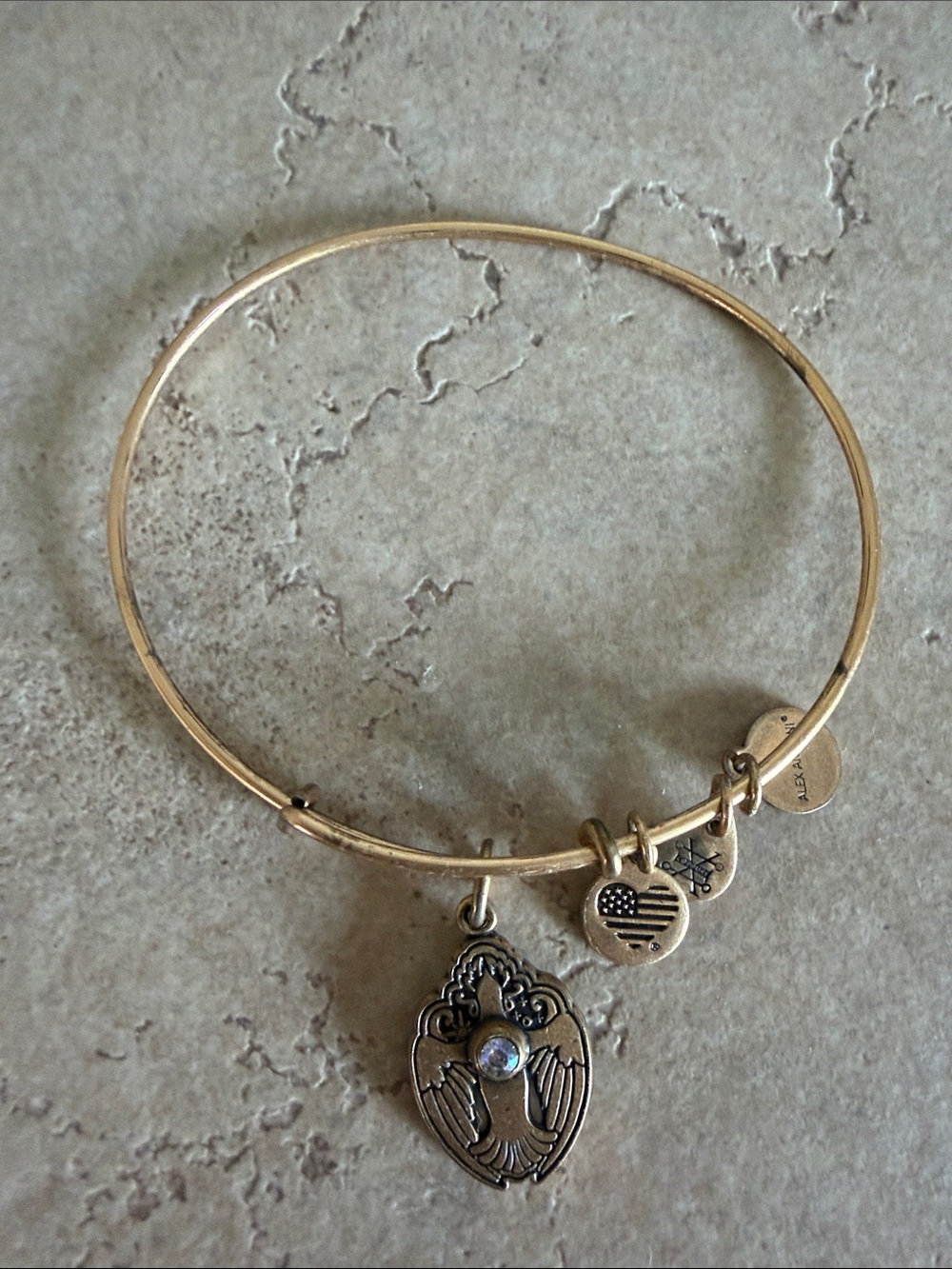 Alex and Ani Gold Crystal Dove Bangle Bracelet